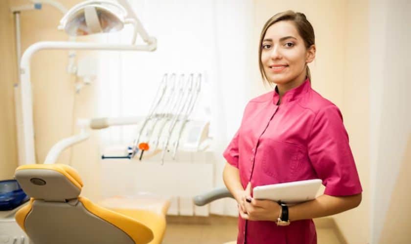 Dental hygienist in a treatment room
